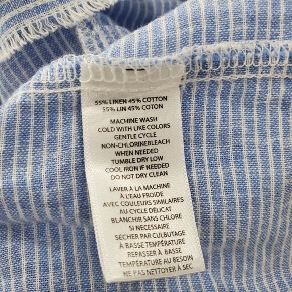 Beach lunch lounge blue and white linen stripe ruffle tank women's size xl - Picture 4 of 4